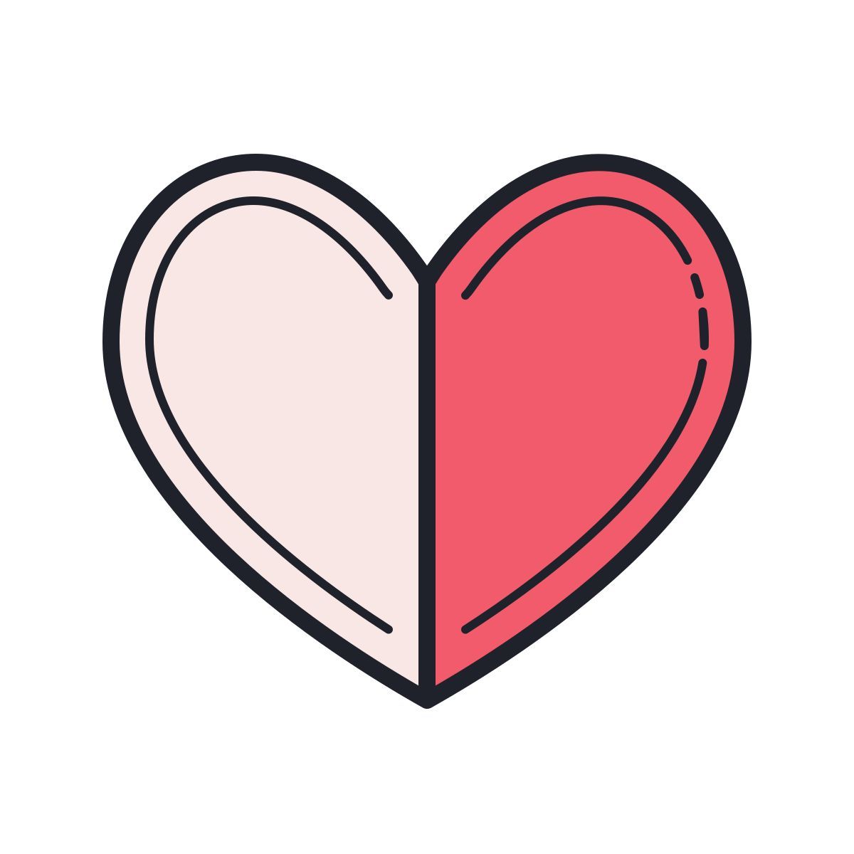 color hand drawn style 半心半意 icon