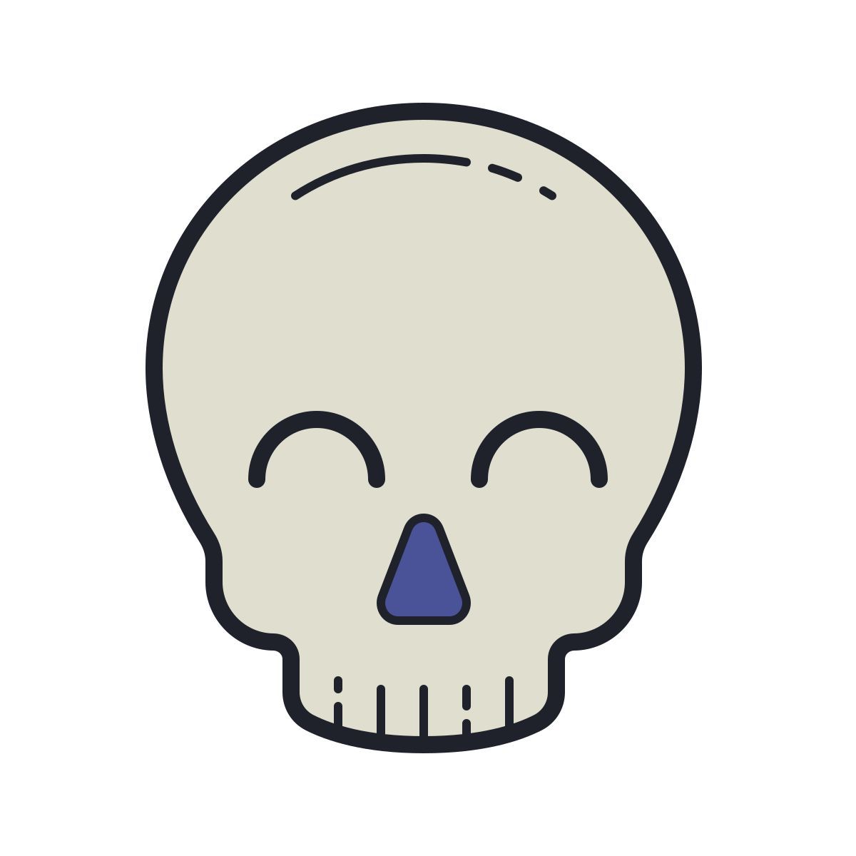 color hand drawn style glücklicher schädel icon