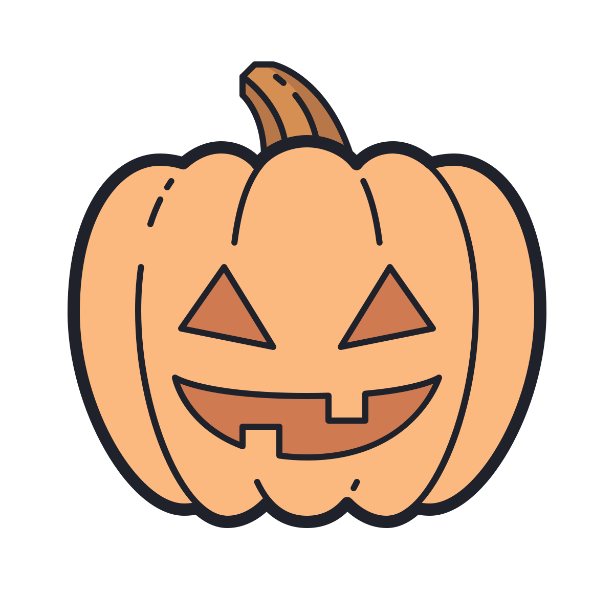 color hand drawn style jack o lantern icon