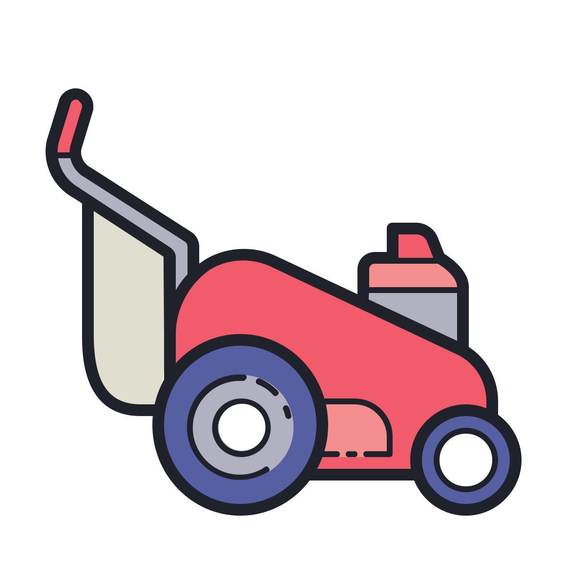 color hand drawn style lawn mower icon