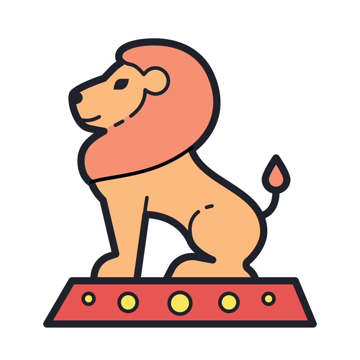 color hand drawn style lion cirque icon