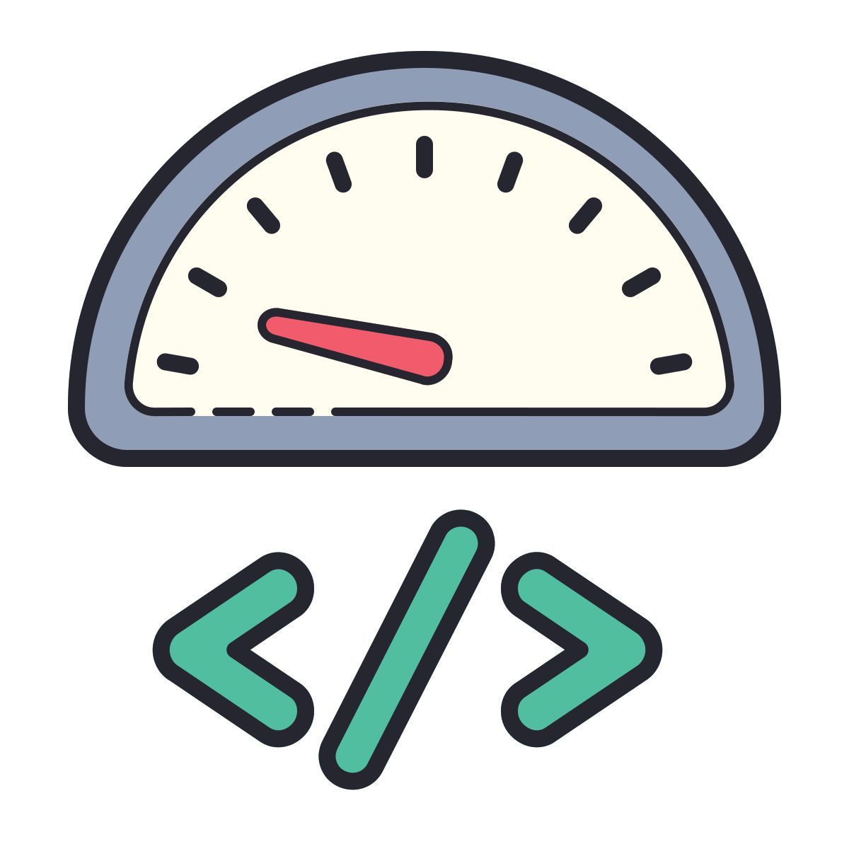 color hand drawn style low code icon