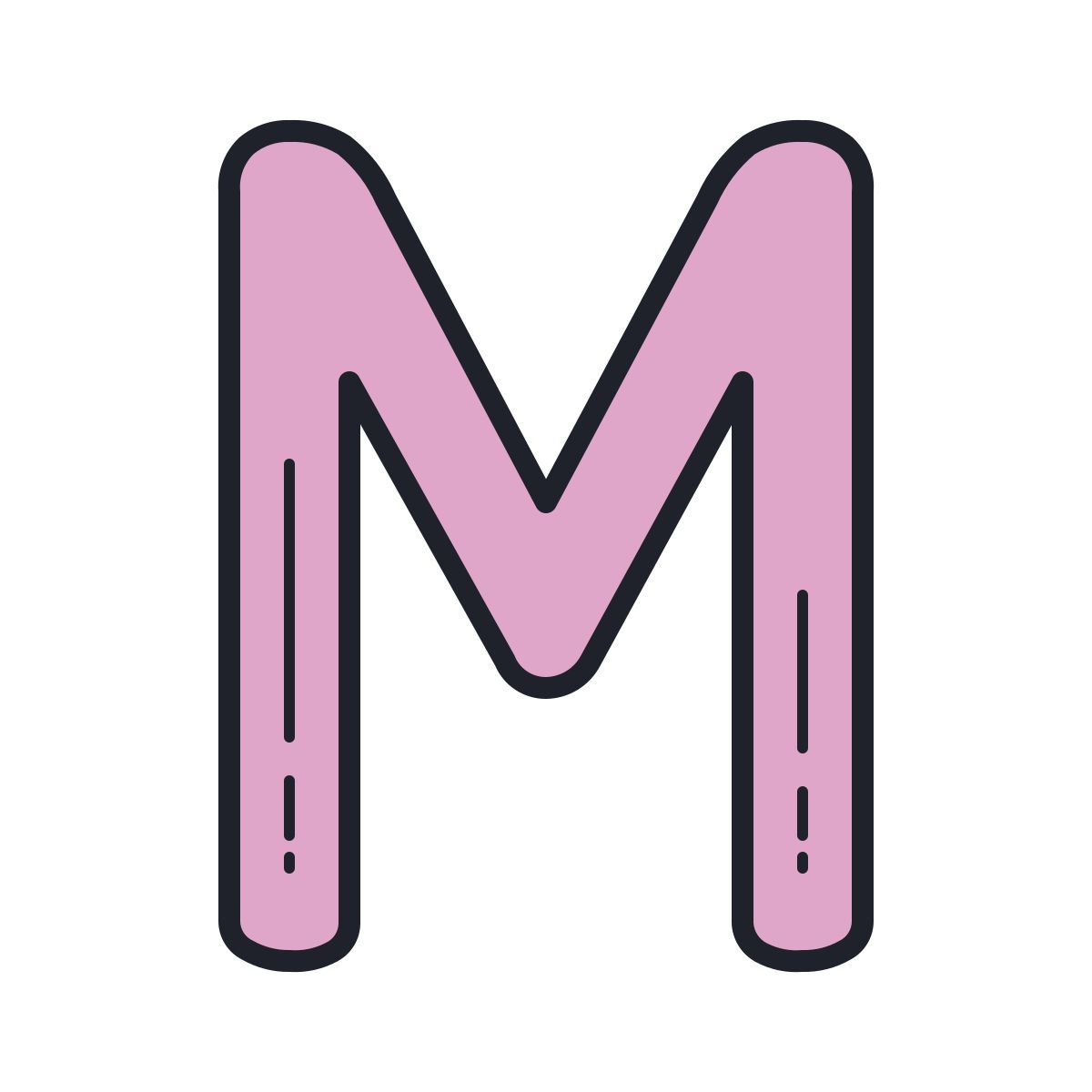 color hand drawn style m icon