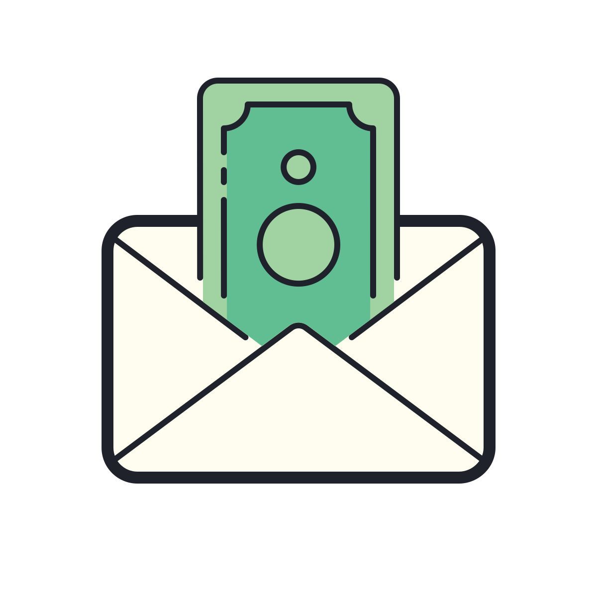 color hand drawn style 汇款 icon