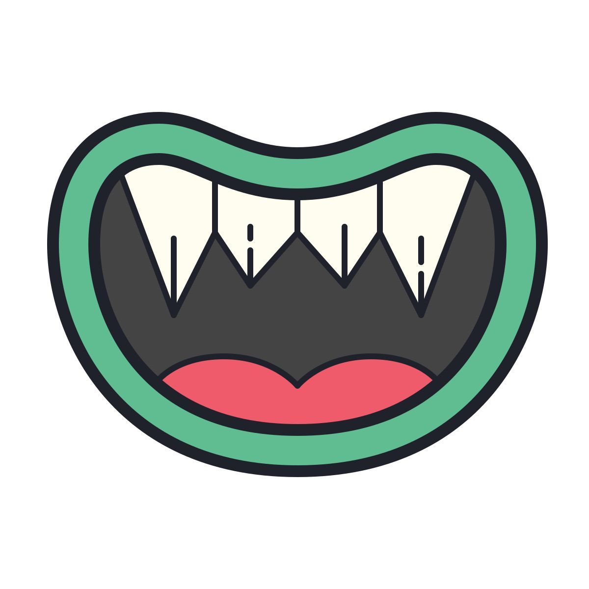 color hand drawn style monster mouth icon