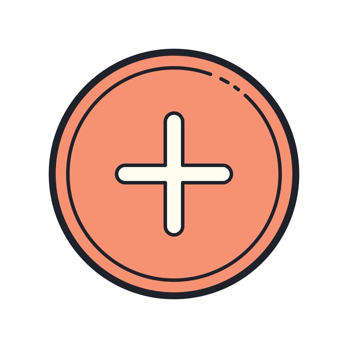 color hand drawn style más icon