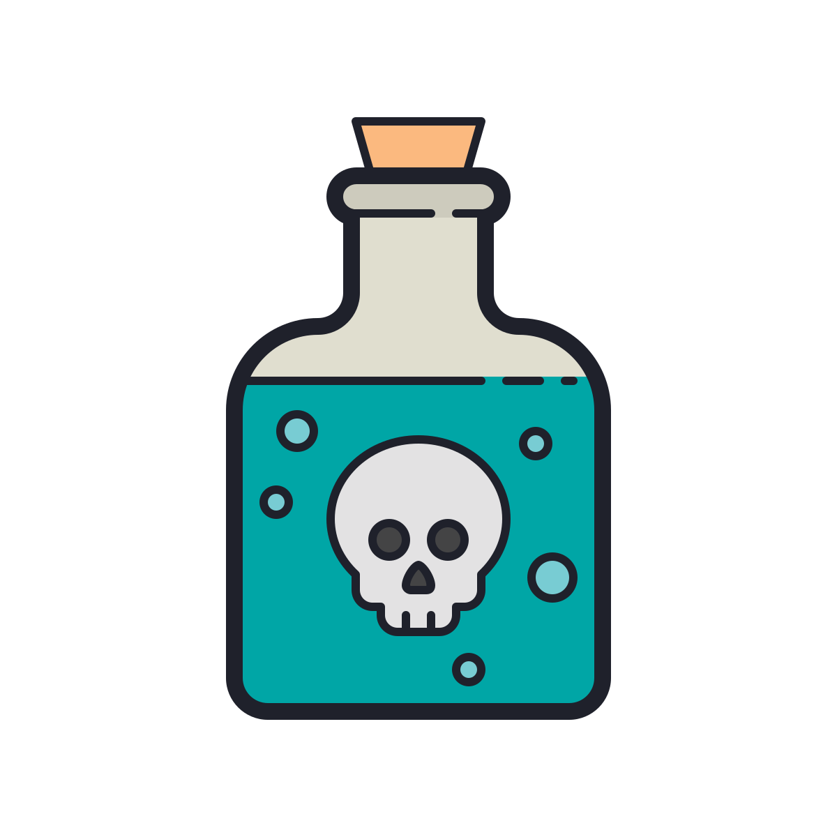 color hand drawn style poison bottle icon