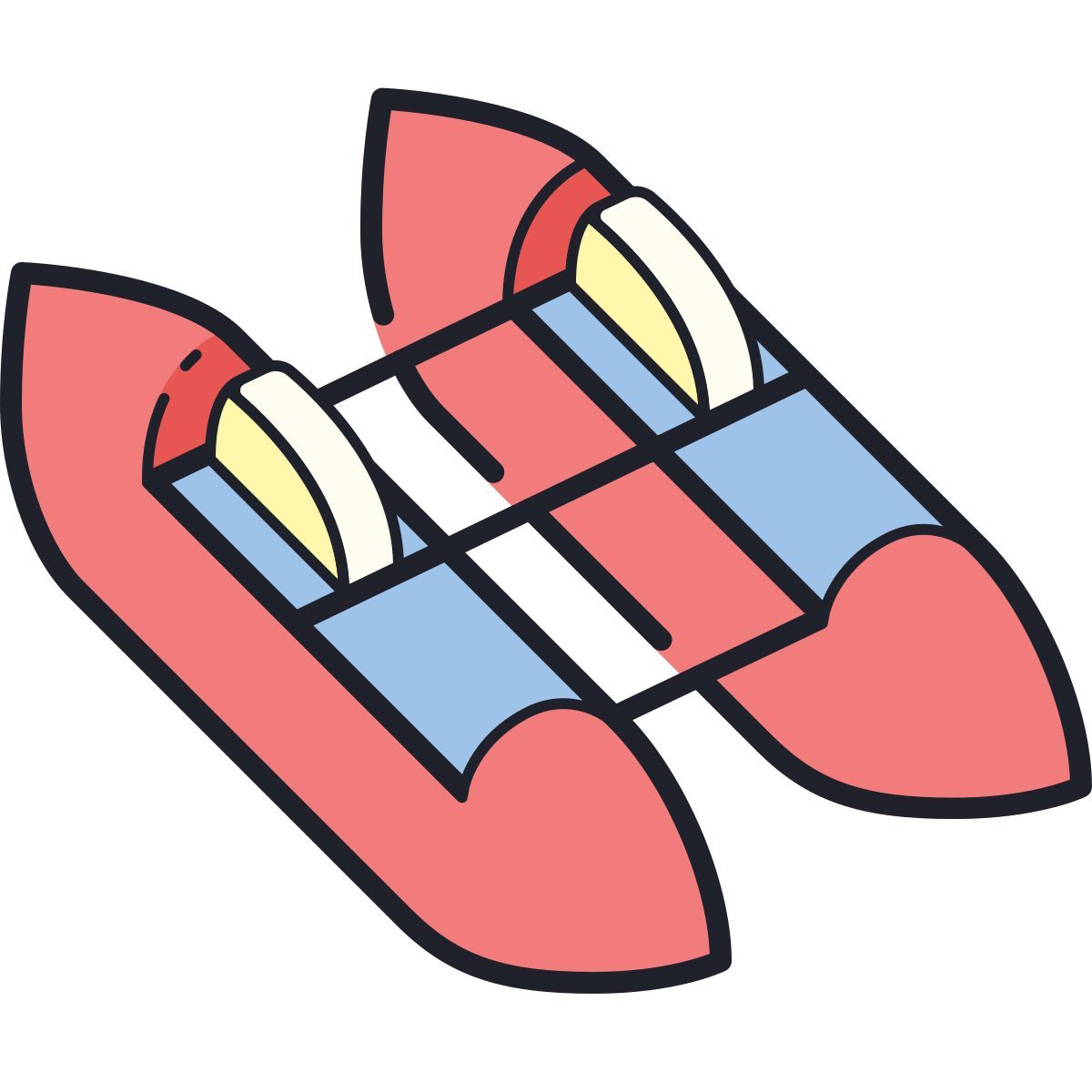 color hand drawn style catamarán rafting icon