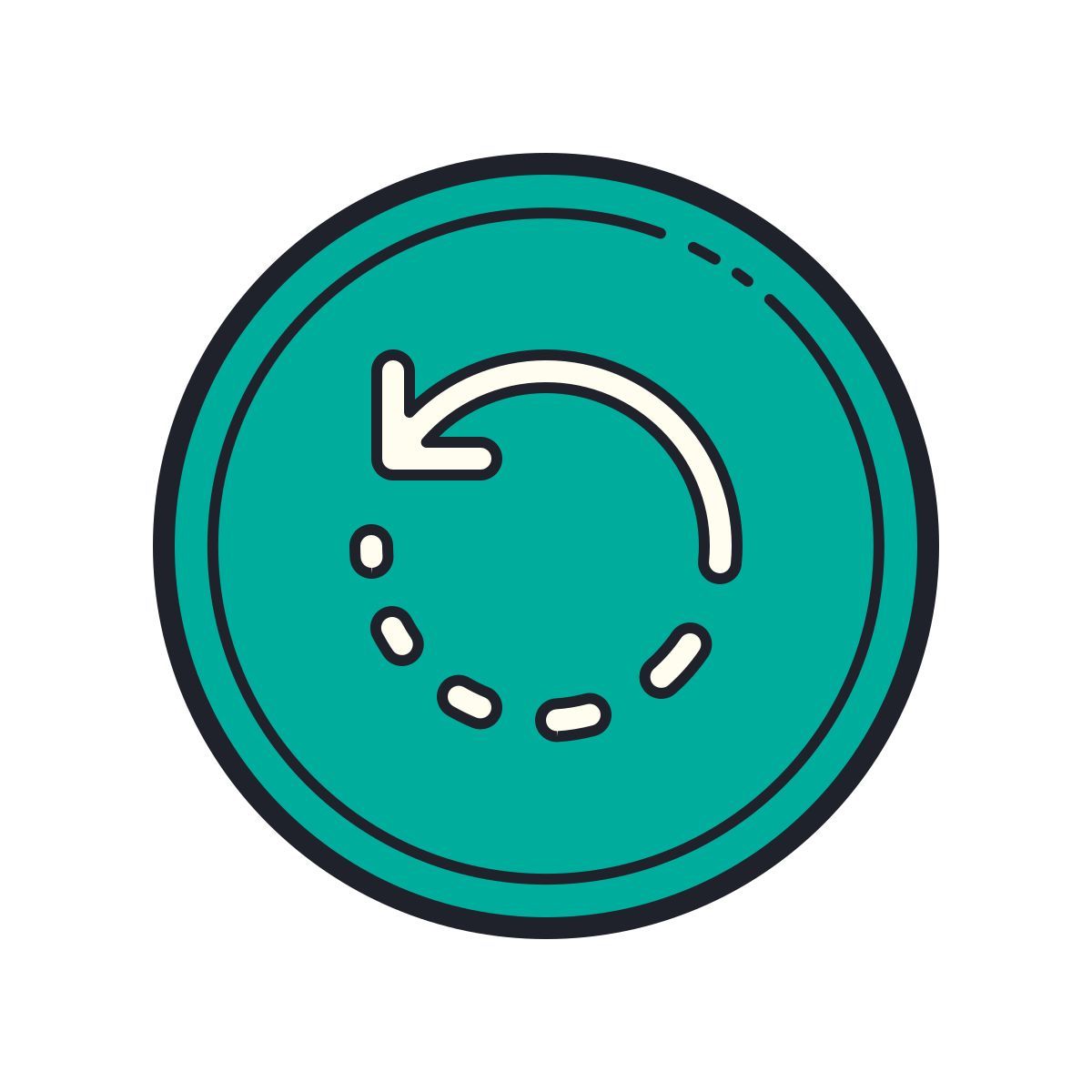 color hand drawn style rotate left icon