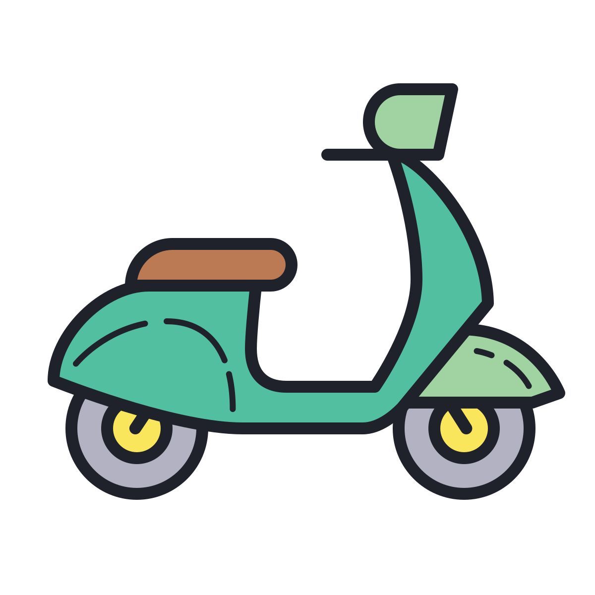 color hand drawn style scooter icon