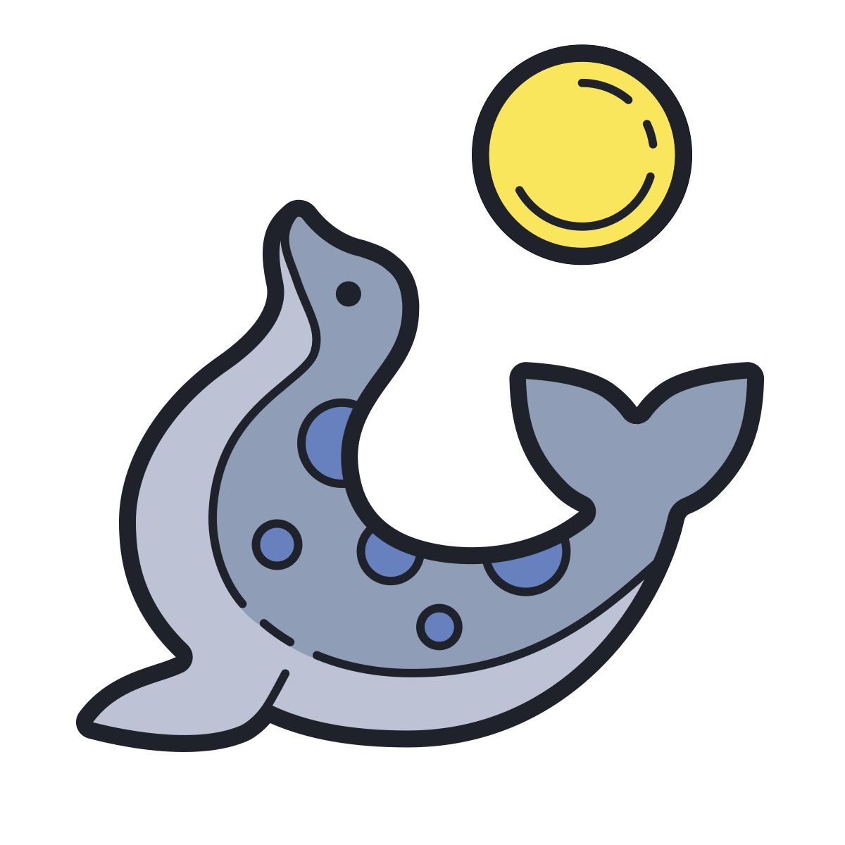 color hand drawn style seal circus icon