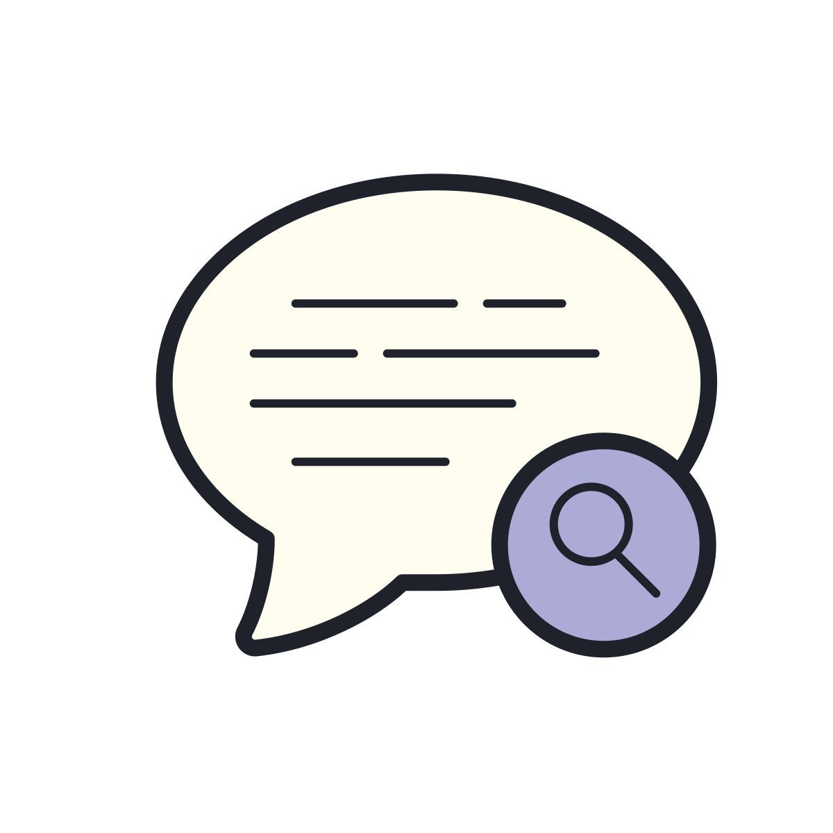 color hand drawn style search chat icon