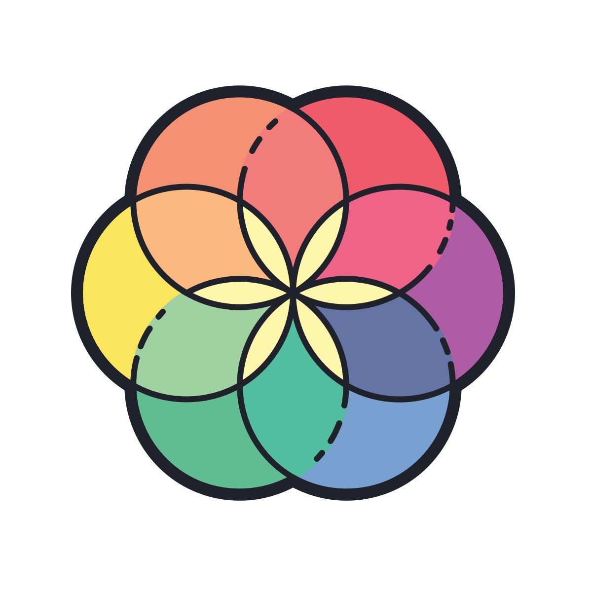 color hand drawn style seed of life icon