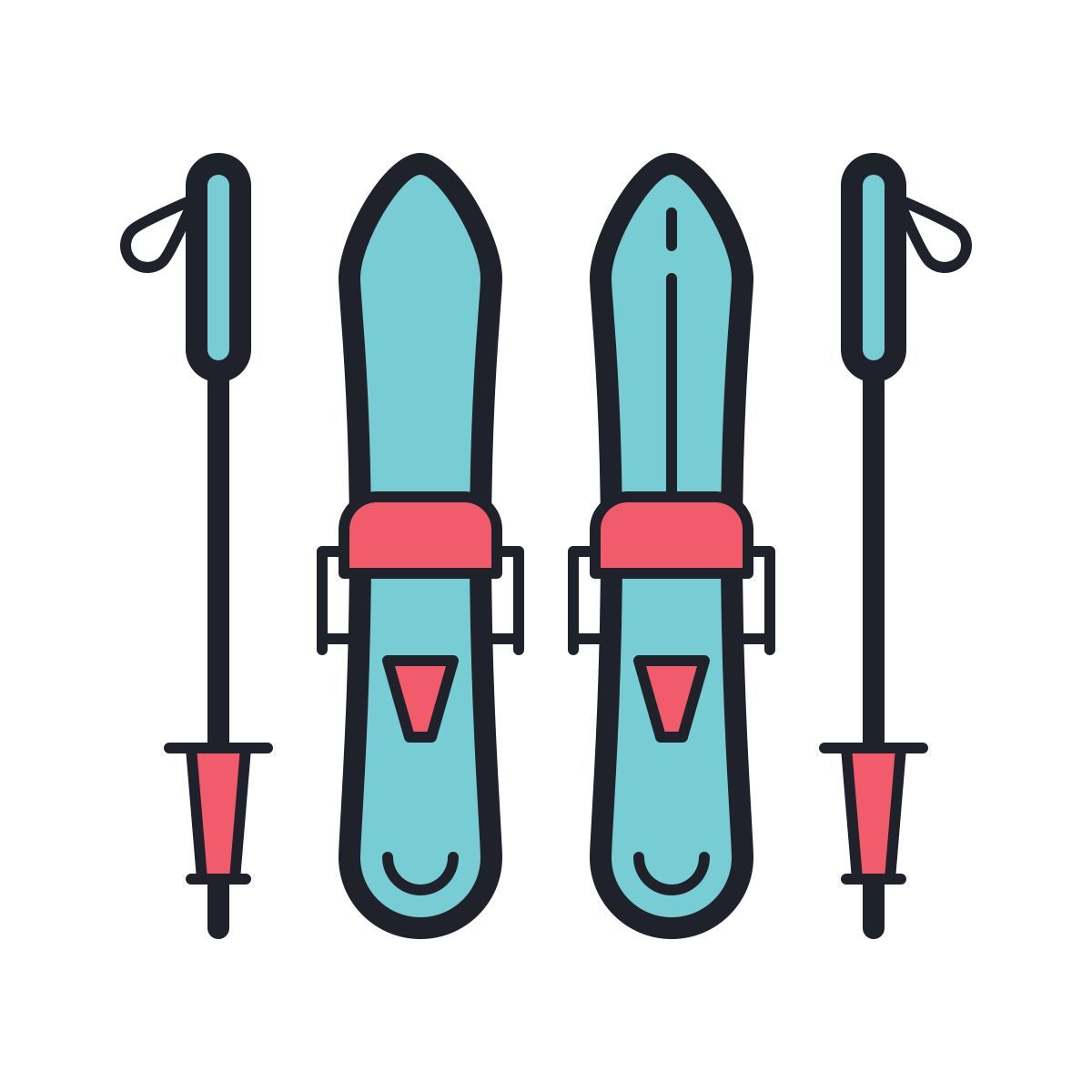 color hand drawn style 스키 icon