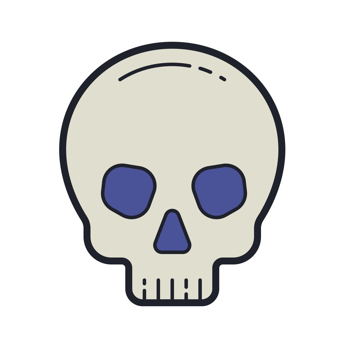 color hand drawn style schädel icon