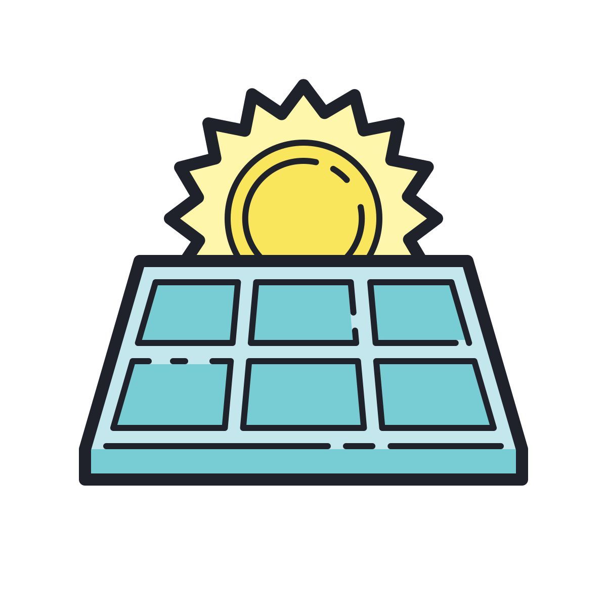 color hand drawn style solar panel icon