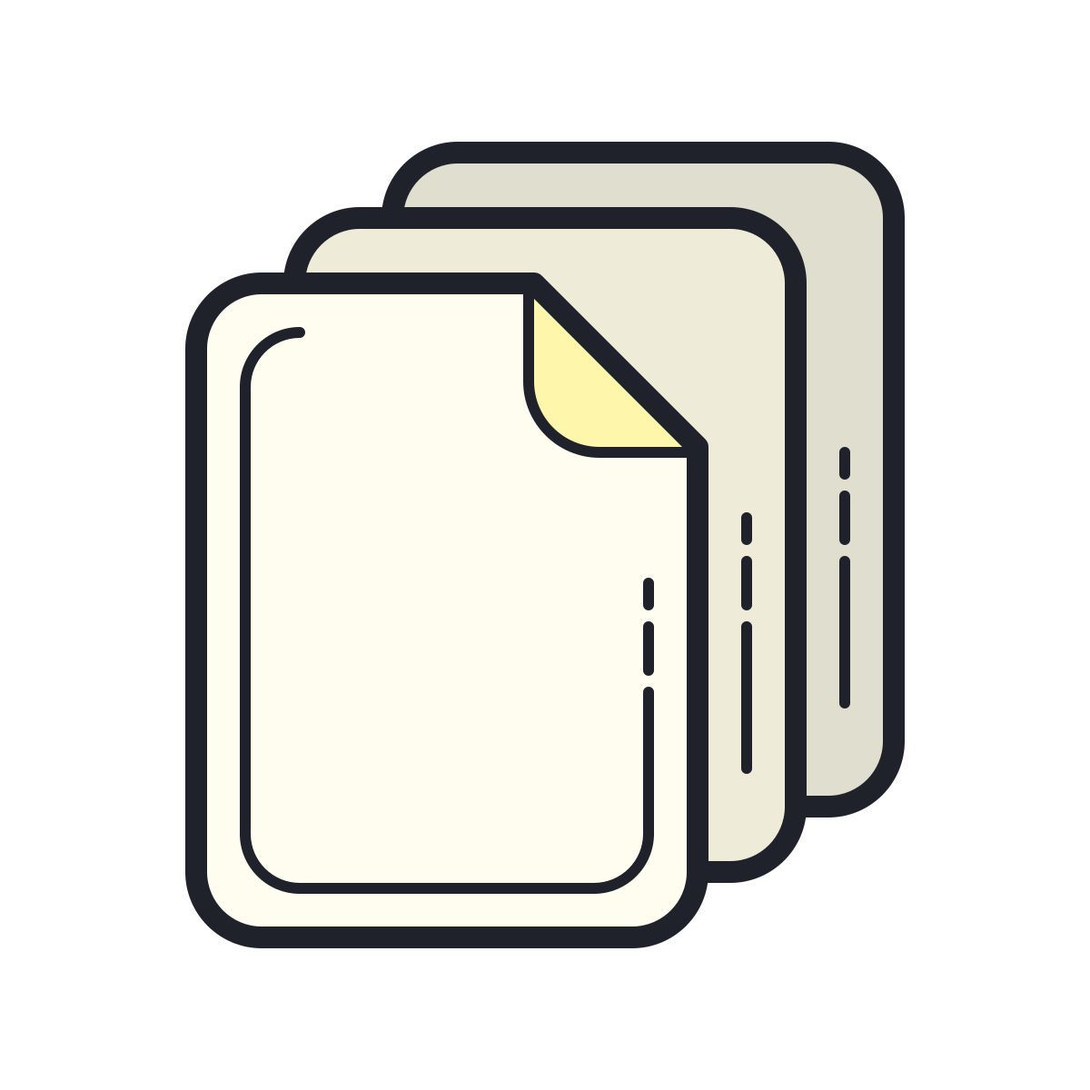 color hand drawn style pila de papel icon