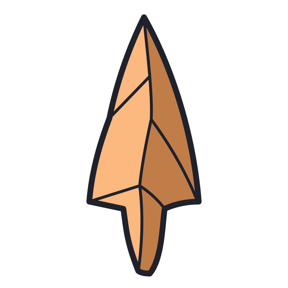 color hand drawn style punta di freccia di pietra icon