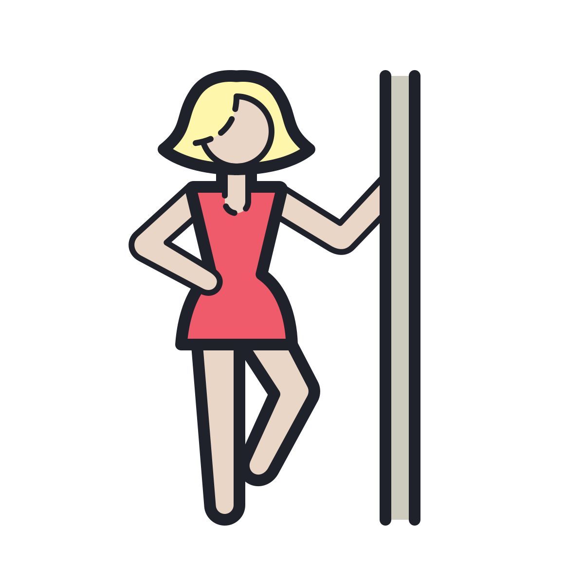 color hand drawn style 거리 창녀 icon