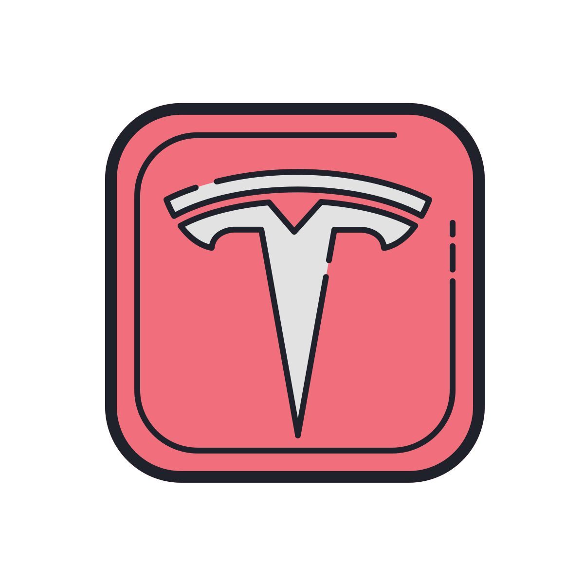 color hand drawn style tesla logo filled icon
