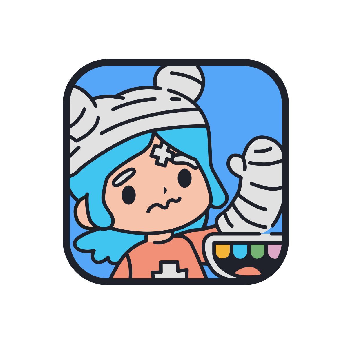 color hand drawn style toca life: hospital icon