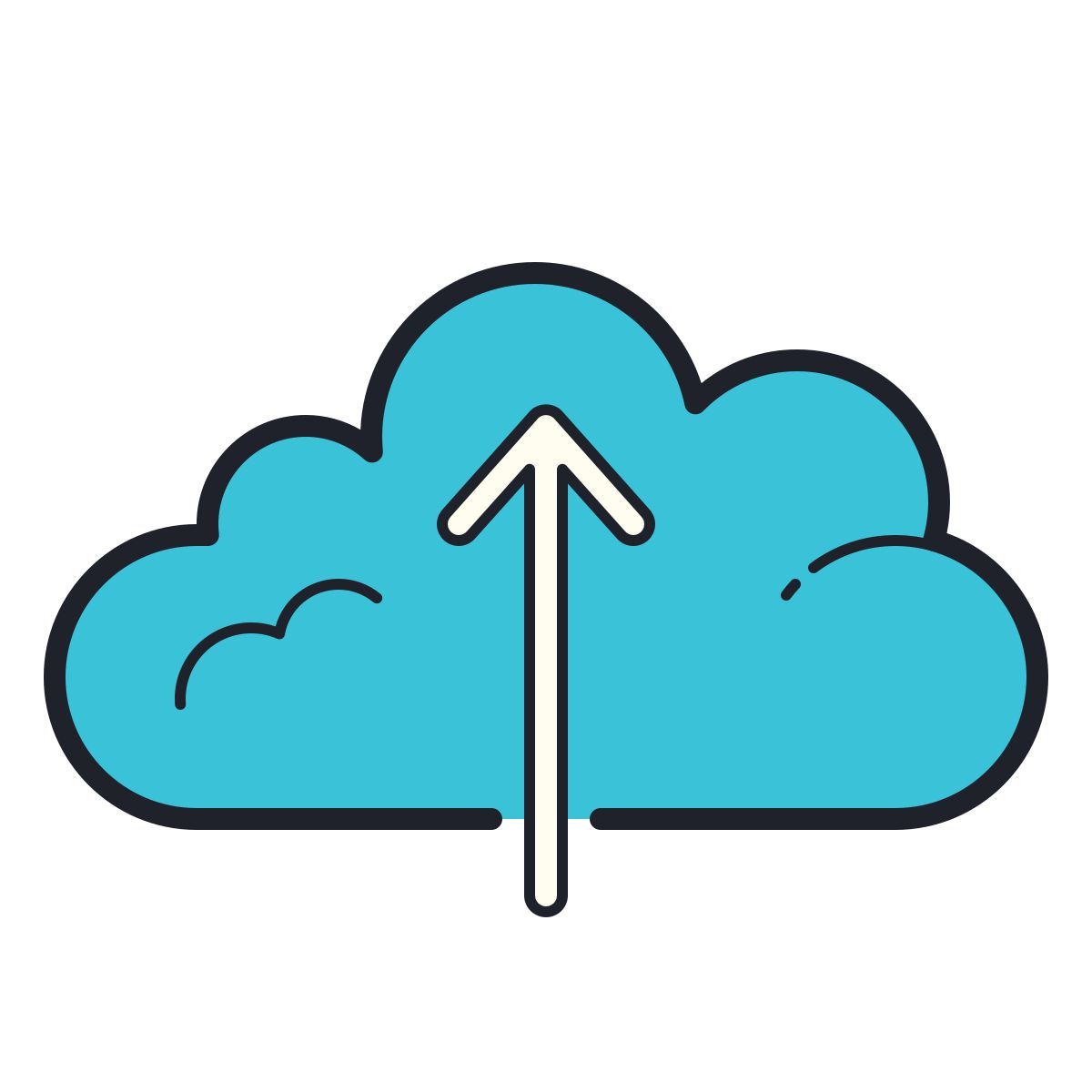 color hand drawn style téléchargement dans le cloud icon