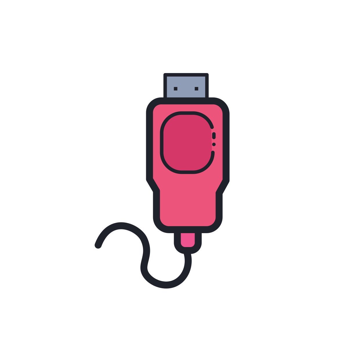 color hand drawn style usb 2 icon
