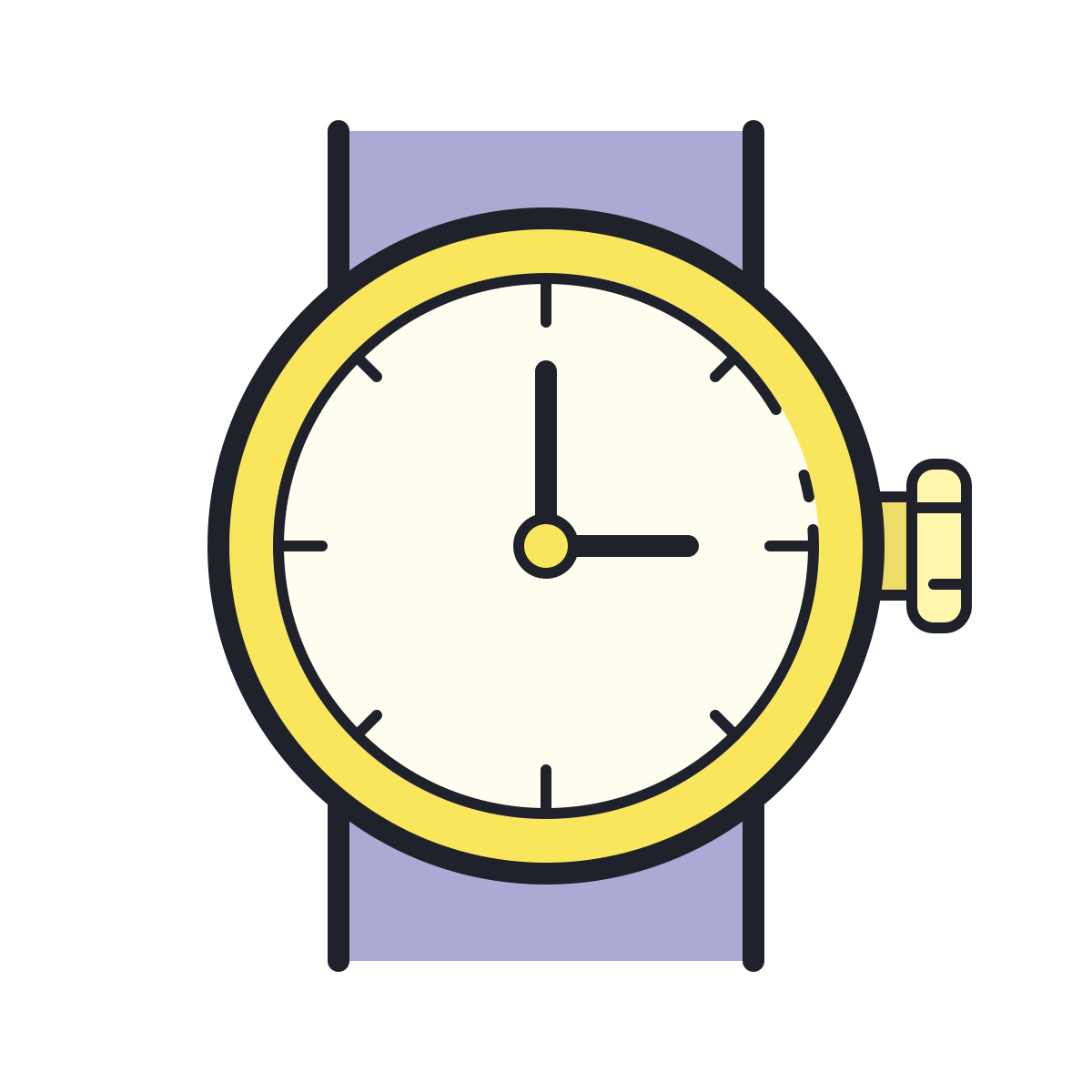 color hand drawn style watches front view icon