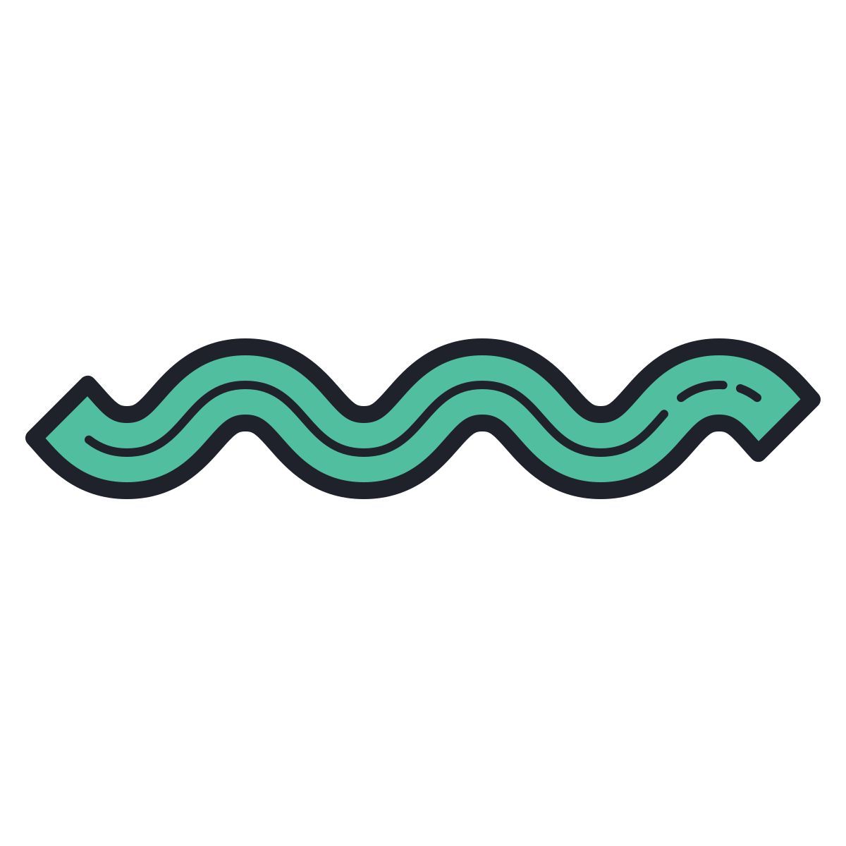 color hand drawn style wavy line icon