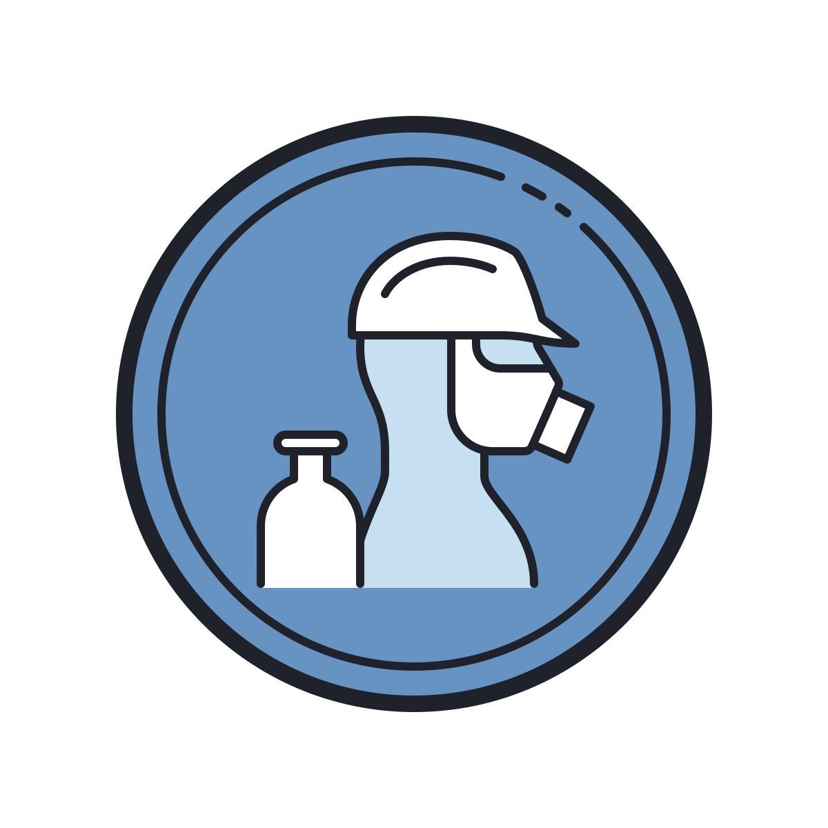 color hand drawn style indossare apparecchi respiratori icon