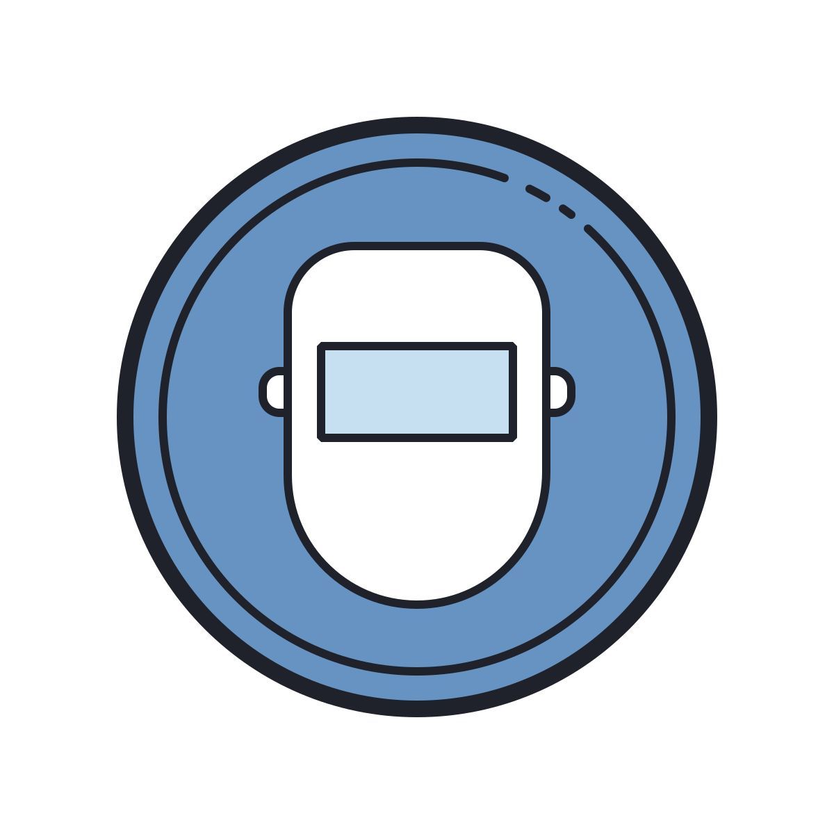 color hand drawn style 佩戴焊接面罩 icon