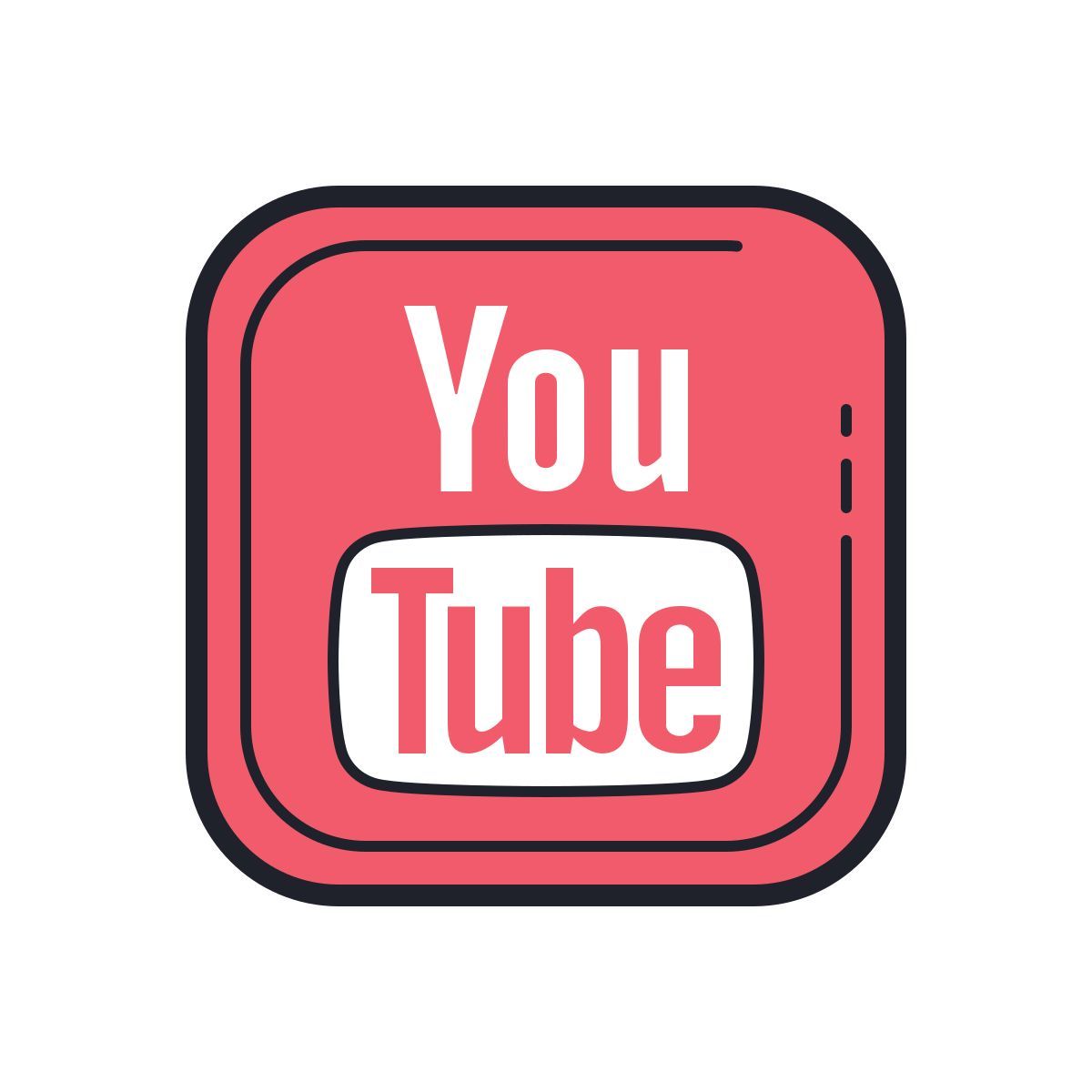 color hand drawn style youtube quadratisch icon