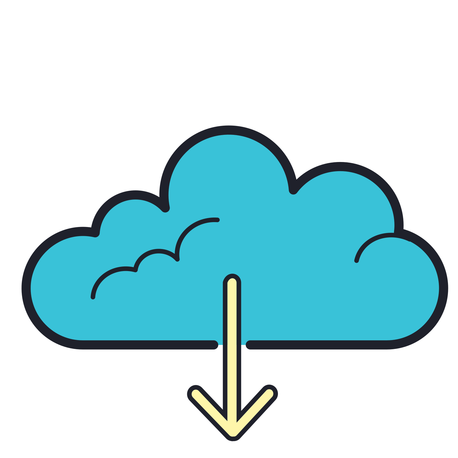 从云端下载 icon. the image is of a single fluffy cloud.