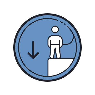 Working At Height icon in Color Hand Drawn Style
