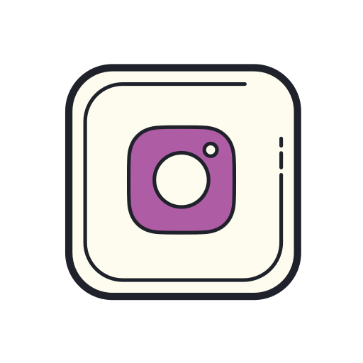Instagram icon in Color Hand Drawn Style