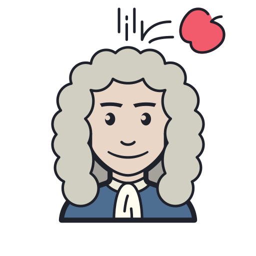 Isaac Newton icon in Color Hand Drawn Style