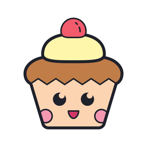 Icono de Magdalena Kawaii estilo Color Hand Drawn Icono de Magdalena Kawaii estilo Color Hand Drawn