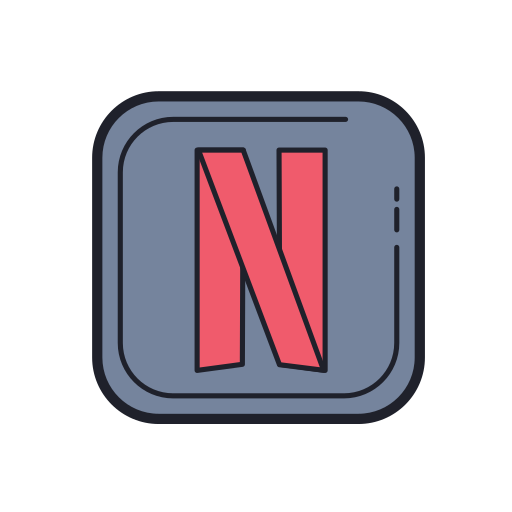 Netflix Desktop App icon in Color Hand Drawn Style