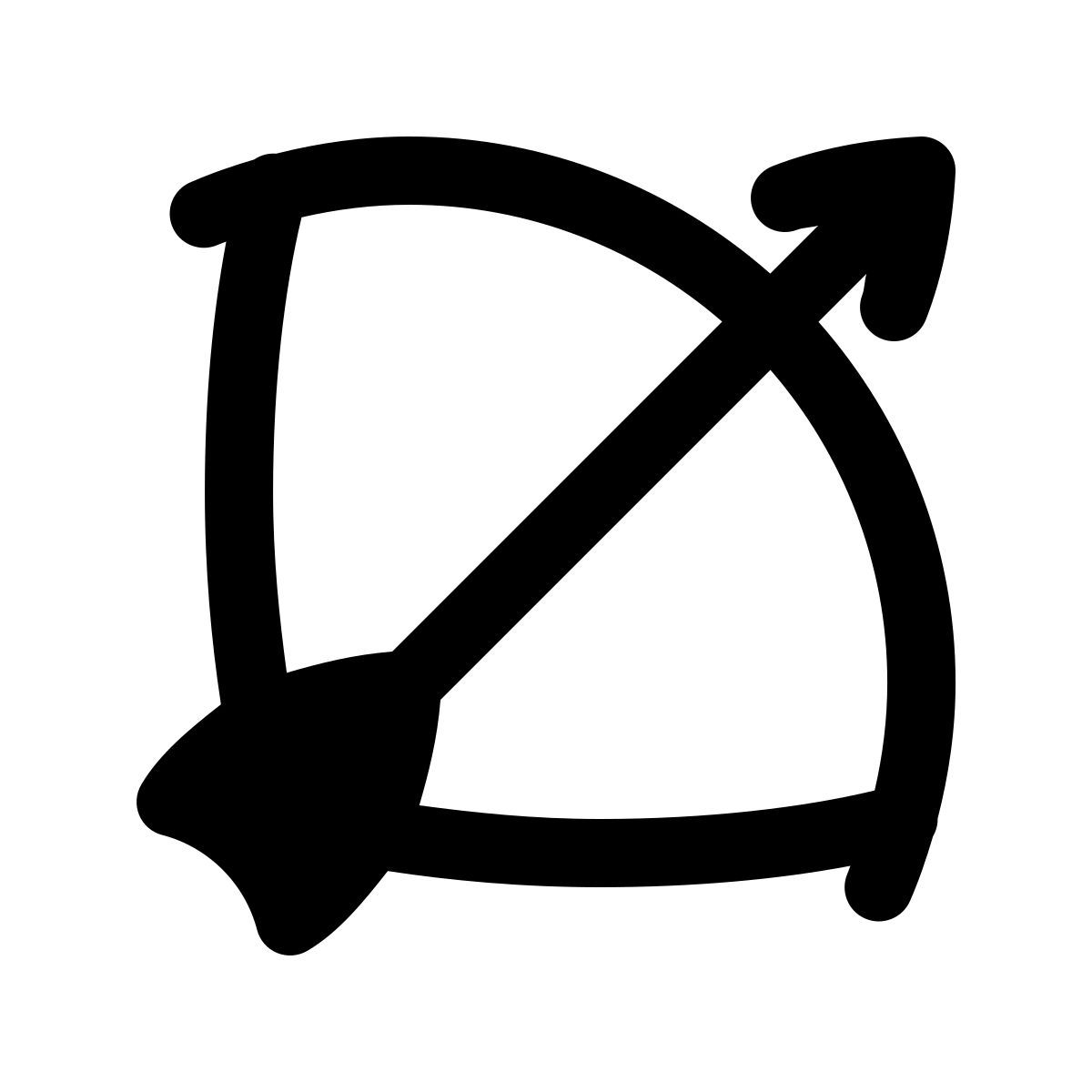 puffy filled style bow and arrow icon
