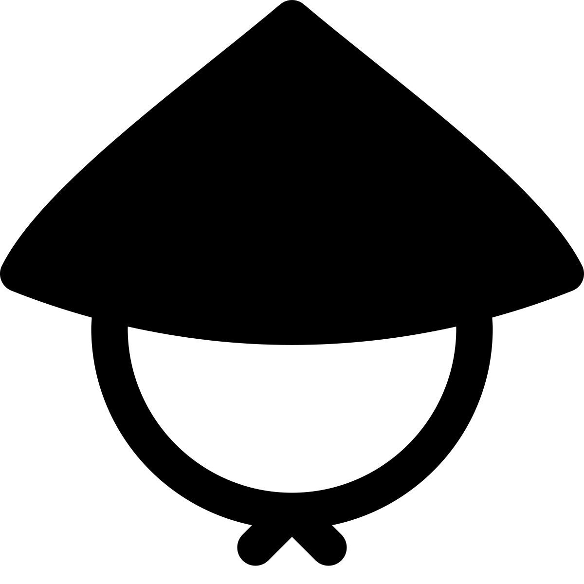 puffy filled style asian hat icon