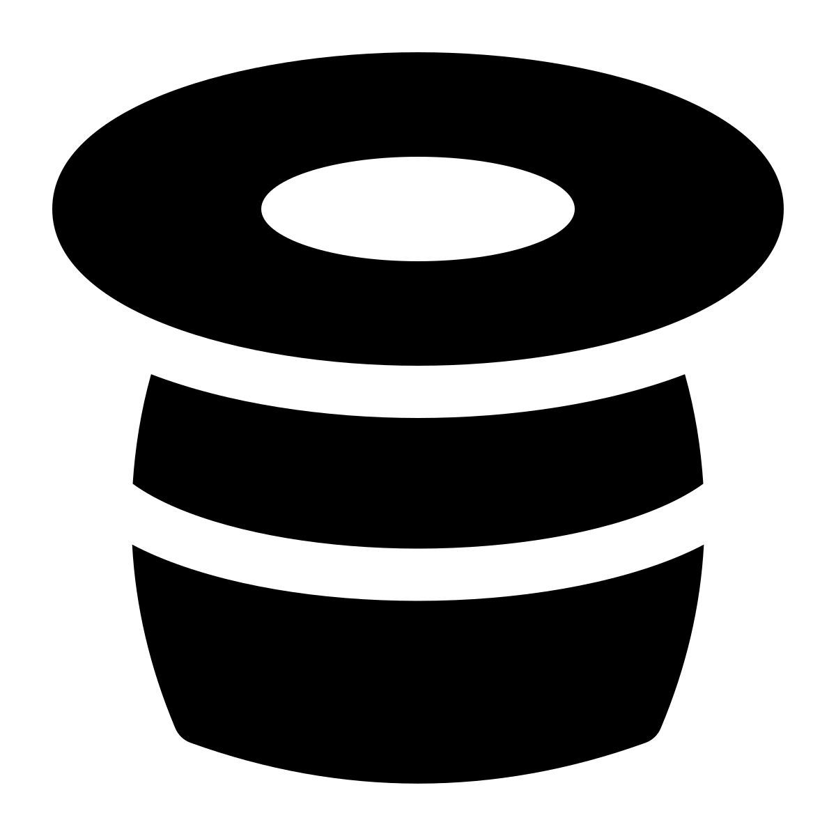 puffy filled style black hat icon