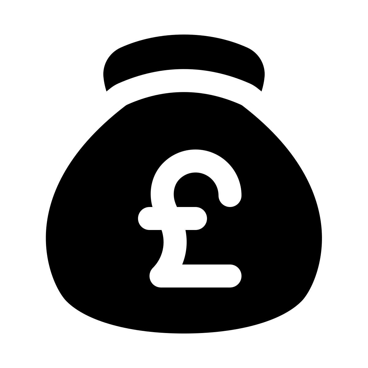 puffy filled style money bag pounds icon