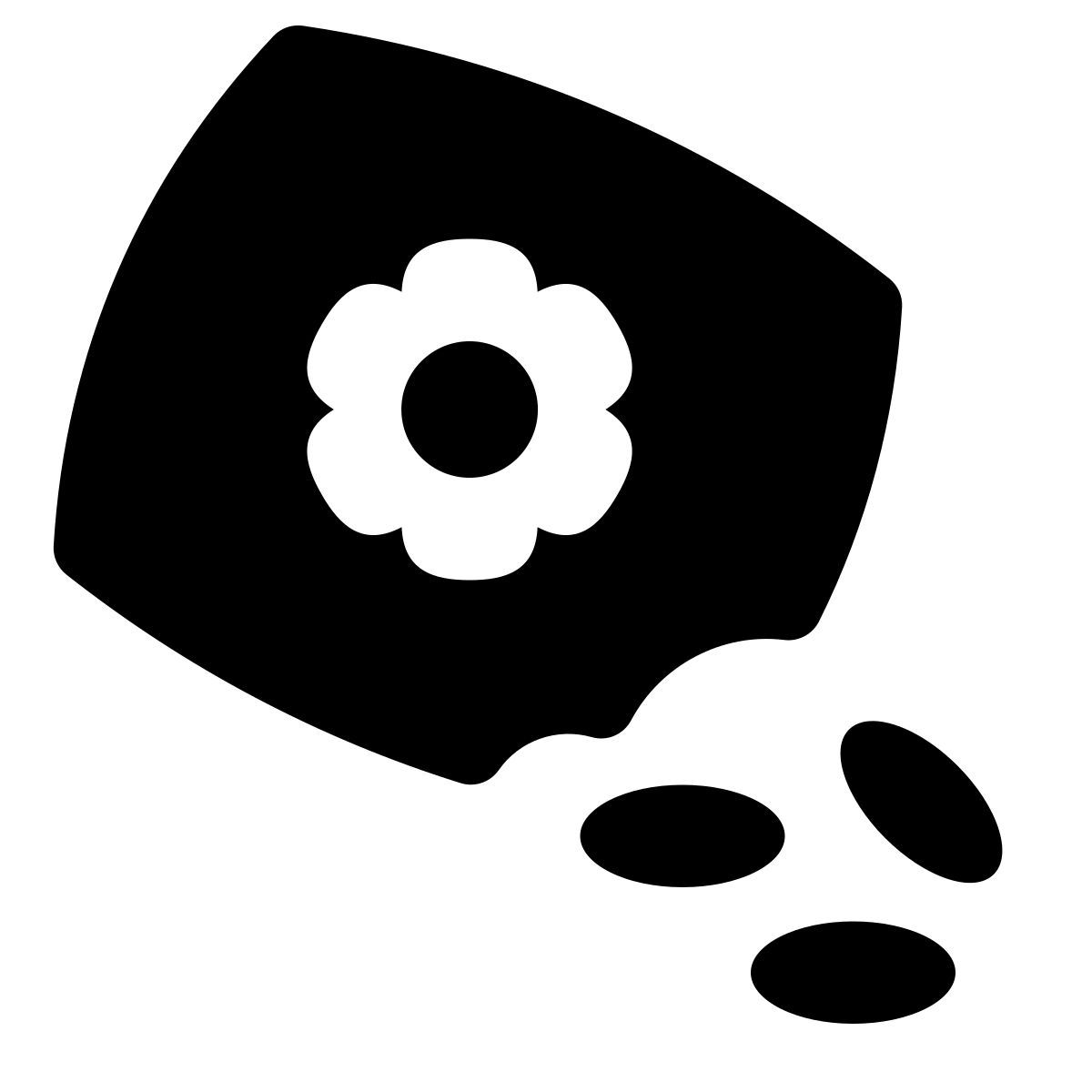 puffy filled style sacchetto di carta con semi icon