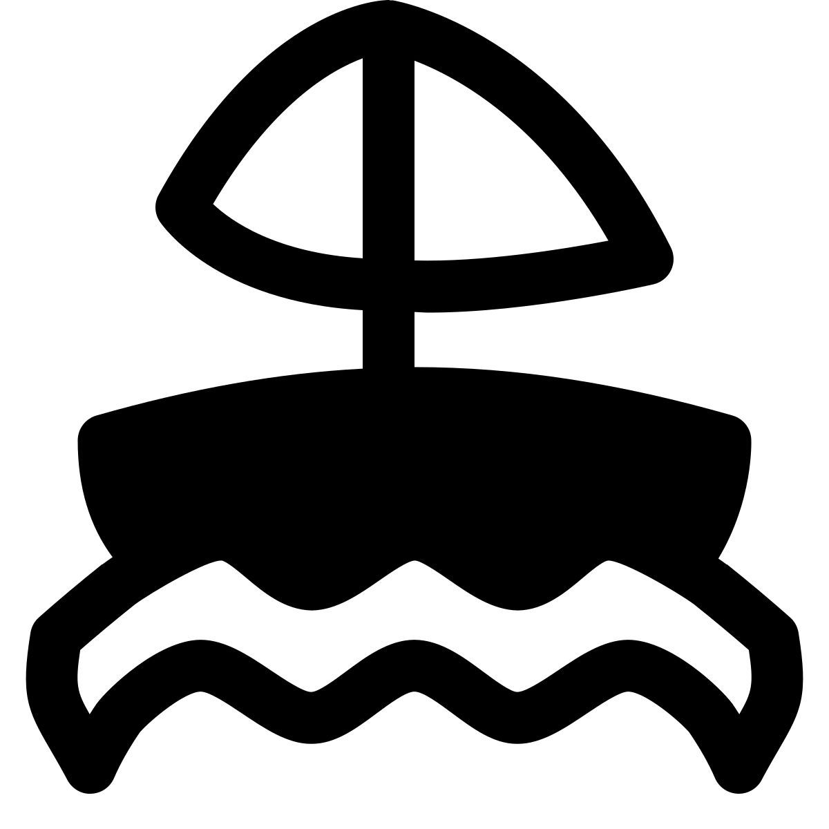 puffy filled style sail boat icon