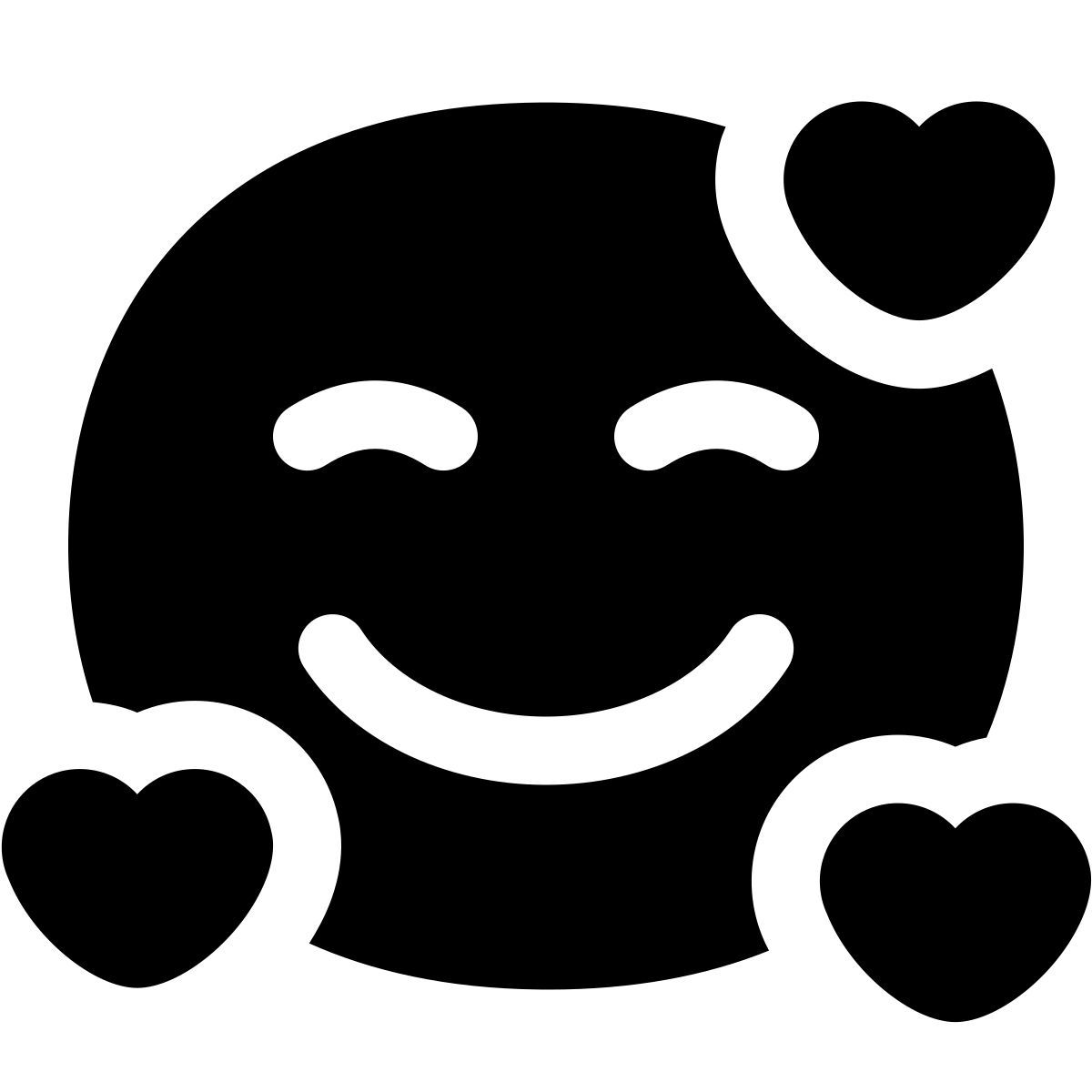 puffy filled style smiling face with hearts icon
