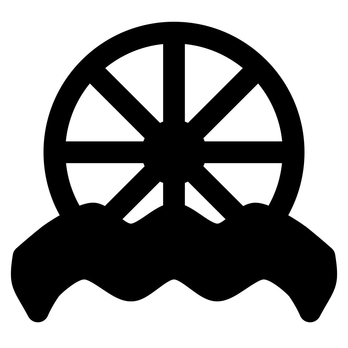 puffy filled style water wheel icon