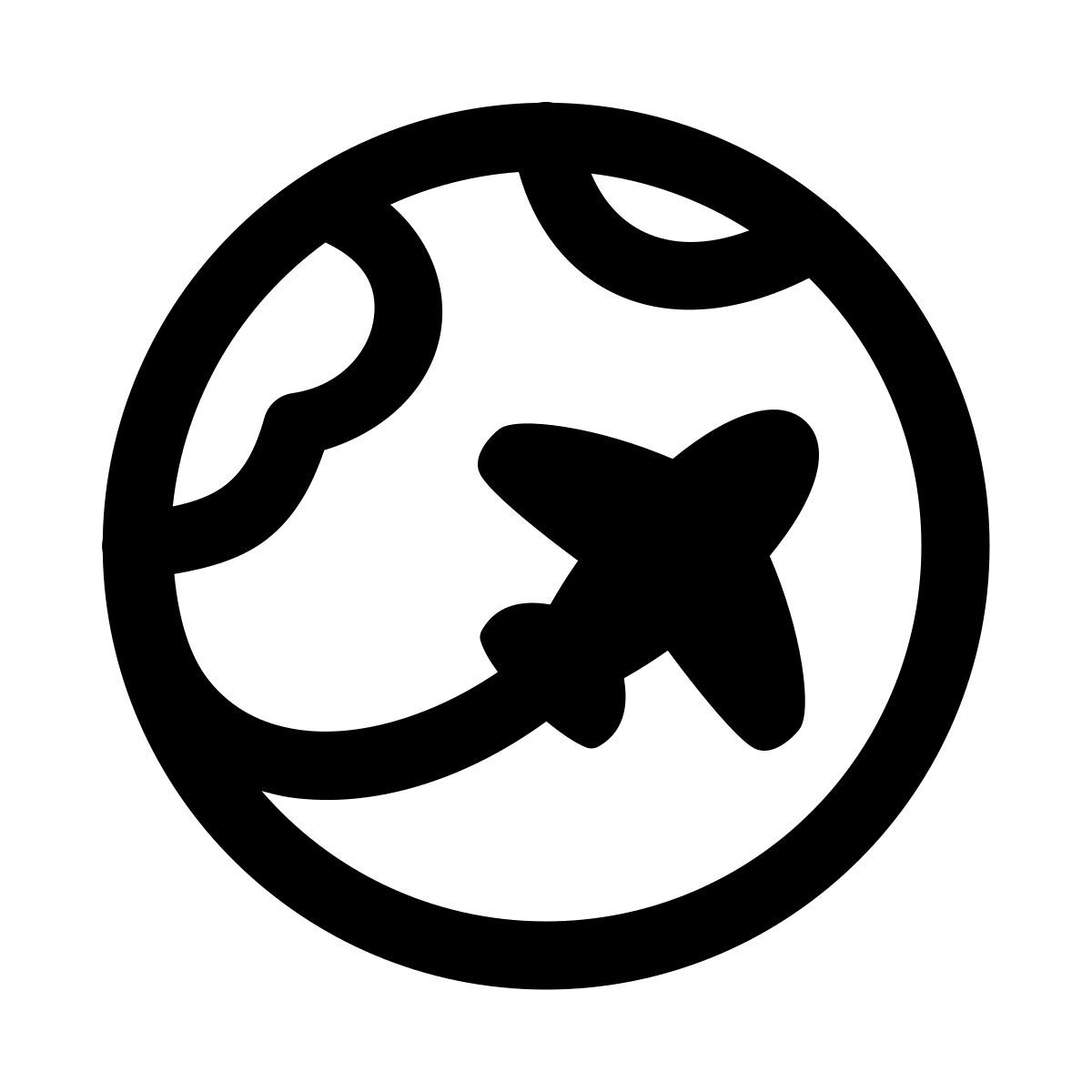 puffy outline style around the globe icon