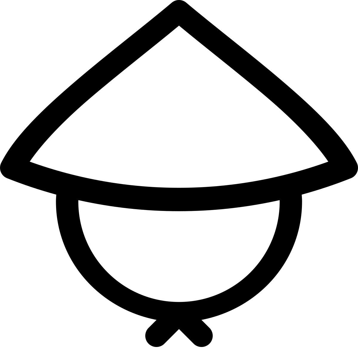 puffy outline style asian hat icon