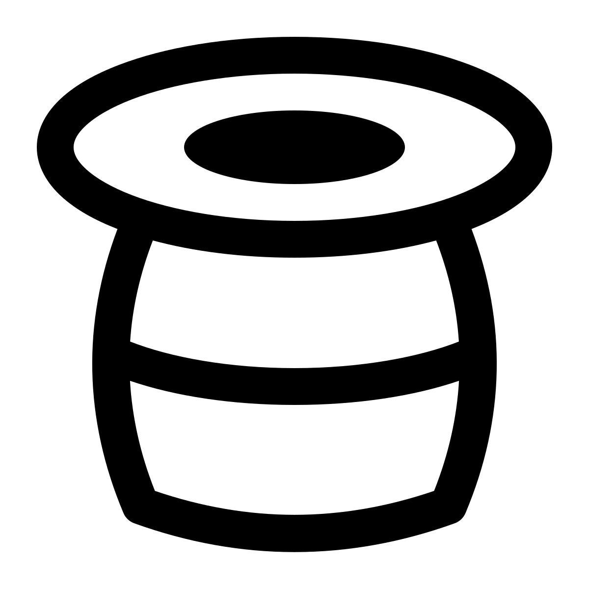 puffy outline style cappello nero icon