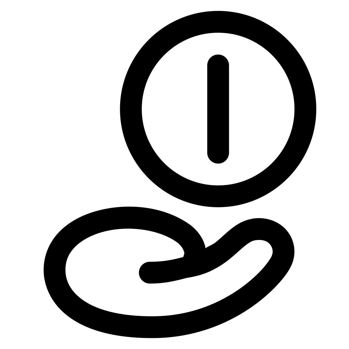 puffy outline style münze in der hand icon